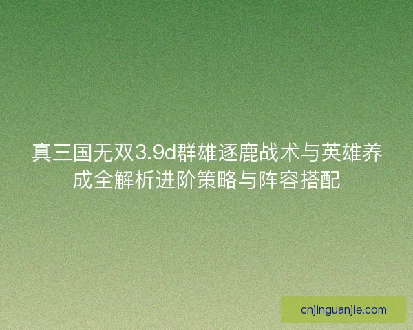 真三国无双3.9d群雄逐鹿战术与英雄养成全解析进阶策略与阵容搭配