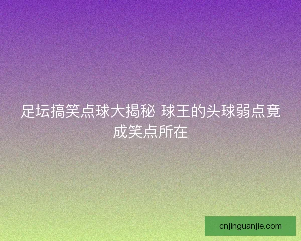 足坛搞笑点球大揭秘 球王的头球弱点竟成笑点所在