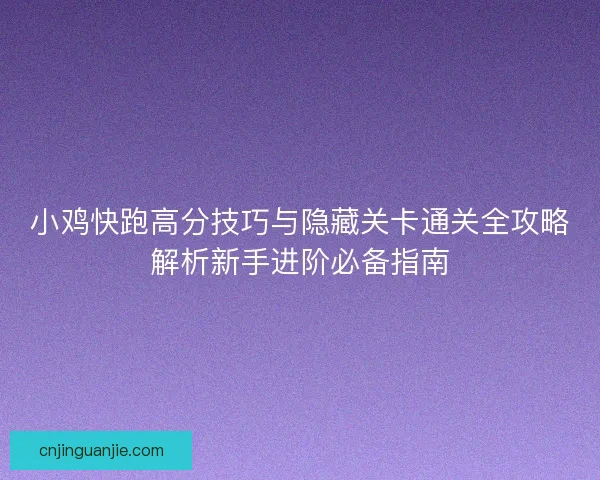 小鸡快跑高分技巧与隐藏关卡通关全攻略解析新手进阶必备指南