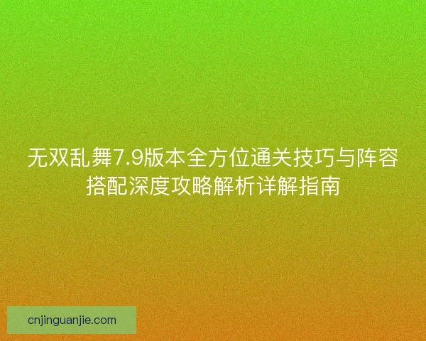 无双乱舞7.9版本全方位通关技巧与阵容搭配深度攻略解析详解指南