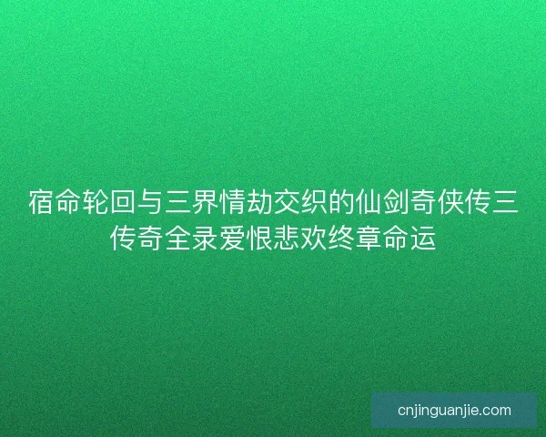 宿命轮回与三界情劫交织的仙剑奇侠传三传奇全录爱恨悲欢终章命运