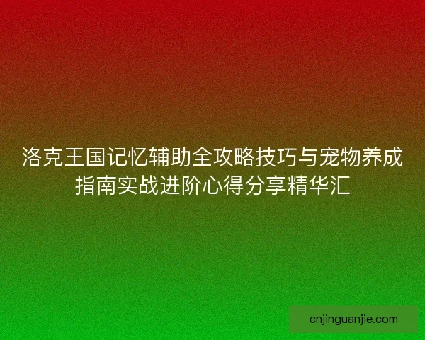 洛克王国记忆辅助全攻略技巧与宠物养成指南实战进阶心得分享精华汇